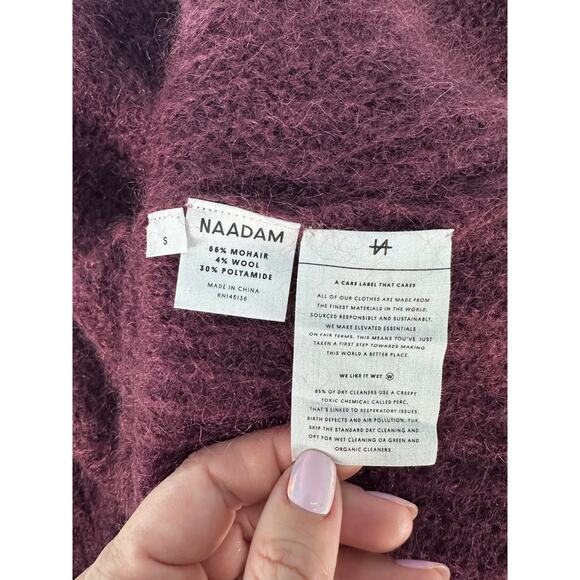 Naadam Women's sz S Oversized Mohair Plum Sweater Cowl Neck Classy Soft Comfort - Picture 6 of 10